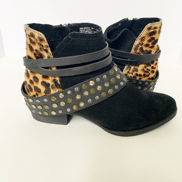 naughty monkey Shoes - Naughty Monkey Strappy Black & Leopard Ankle Boots
